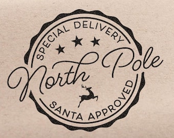 Christmas Stamp Special Delivery Santa Claus Stamp Holiday Gift Stocking Stuffer Christmas Mail North Ppole Seal Santa Approved Gift Tag