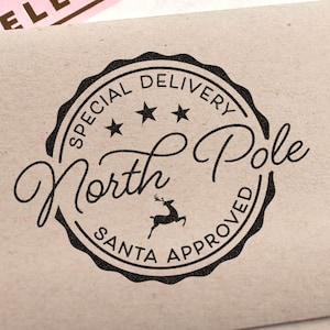 Timbre de Noël Livraison spéciale Timbre du Père Noël Cadeau des Fêtes Cadeau pour bas de Noël Papier de Noël Sceau du Ppole du Nord Étiquette-cadeau approuvée par le Père Noël