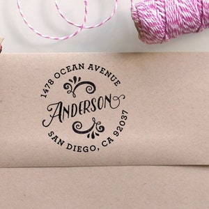 Custom Ornament Address Rubber Stamp or Self Inking Stamp, return address stamping, holiday, housewarming and wedding gift