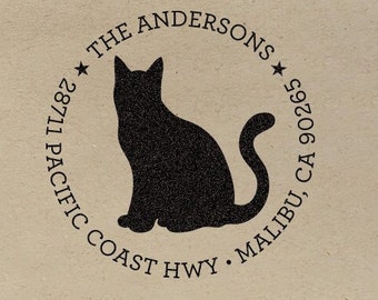Custom Address Stamp - Cat Return Address Stamp, customized gift for holidays, housewarming and weddings, school