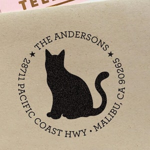 A1345 StampExpression - Black Cat Monogram Custom Return Address Stamp -  Self Inking. Personalized Rubber Stamp with Lines of Text