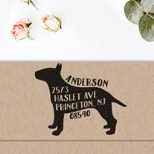 Custom Address Stamp - English Bull Terrier Dog Return Address Stamp, Gift Idea, Wedding Gift, Dog Lover Gift, Dog Gift, Pet Supply Gift