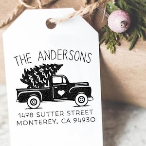 Vintage Truck Christmas Address Stamp Holiday Christmas Gift Stocking Stuffer Return Address Stamp Self Inking Or Rubber Stamp Holiday Mail