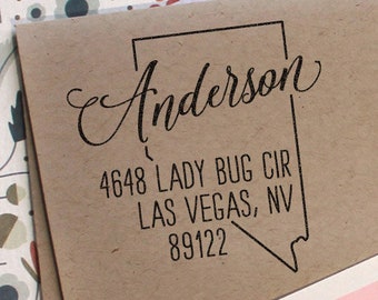 Return Address Stamp, Custom Nevada State Address Stamp, Save The Date Stamp, Wedding Stamp, Housewarming Gift Idea, Christmas Gift For Her