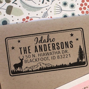 Custom Idaho License Plate Return Address Stamp, Wedding Stamp, Save The Date, Wedding Gift, Christmas Gift, Self Ink Stamp, Address Stamp