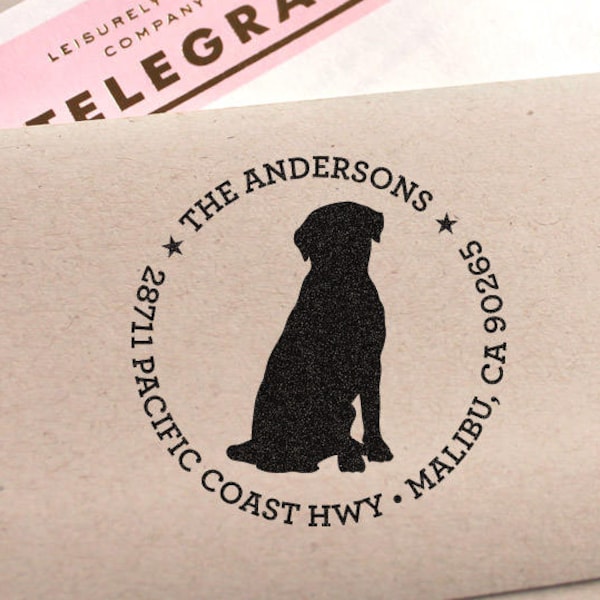 Custom Address Stamp - Labrador Retriever Return Address Stamp, customized gift for holidays, housewarming and weddings, school