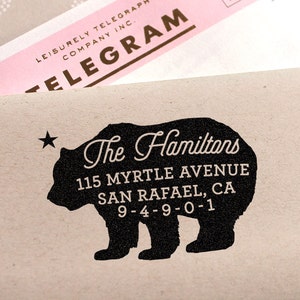 Custom address stamp, California Republic Bear Address Stamp, state stamp, return address stamp, wedding, holiday, housewarming gift