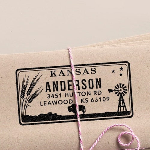 Custom Kansas License Plate Return Address Stamp for Weddings Etsy