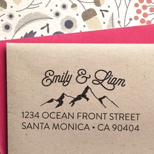 Mountain Address Stamp, Custom Return Address Stamp, Wedding Stamp, Housewarming or Christmas Gift, Self Inking Stamp, Save The Date Stamp