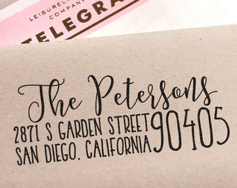 Custom address stamp, Return Address Stamp with a fancy font for weddings, housewarming parties and as a customized gift for holidays