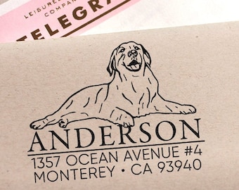 Custom Dog Address Stamp Golden Retriever Return Address Stamp Holiday Gift Dog Address Stamp Wedding Gift Self Inking Or Rubber Stamp Gift