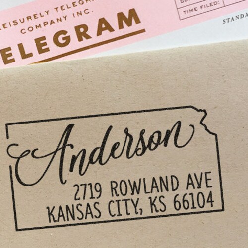 Custom Kansas License Plate Return Address Stamp for Weddings Etsy