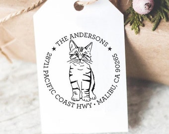 Custom Cat Address Stamp Return Address Stamp Customized Housewarming Gift Wedding And Save The Date Stamp Cat Lady Self Ink or Rubber Stamp