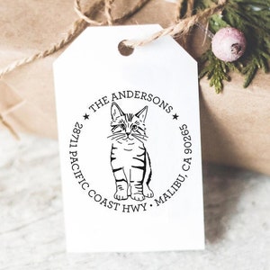 Custom Cat Address Stamp Return Address Stamp Customized Housewarming Gift Wedding And Save The Date Stamp Cat Lady Self Ink or Rubber Stamp