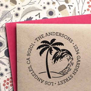 Custom Return Address Stamp with palm tree- customized as a personal gift for holidays, birthday, housewarming party