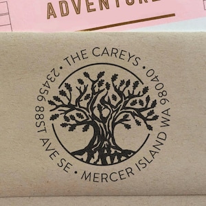 Custom oak tree Return Address Stamp, perfect gift for holidays, housewarming parties and weddings or as Business Card
