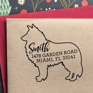 Timbre d’adresse personnalisé - Timbre d’adresse de retour Rough Collie, cadeau personnalisé pour les vacances, la pendaison de crémaillère et les mariages, l’école