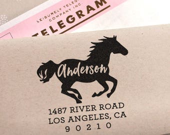 Custom Address Stamp - Horse Return Address Stamp, birthday gift, christmas gift, wedding stamp, gift for her, save the date stamp