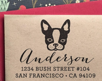 Boston Terrier Address Stamp, Return address stamp, French Bulldog Stamp Frenchie , Wedding Stamp, Dog Address Stamp, Gousewarming Gift Idea