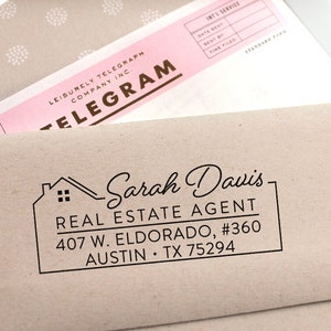 Custom Return Address Stamp Real Estate Stamp Realtor Business Stamp Rubber or Self Inking Stamp Business Stamp Housewarming Gift Wedding 1 image 1