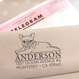 Custom Address Stamp - French Bulldog /Frenchie Return Address Stamp, Holiday Gift, Stocking Stuffer, Wedding Gift, Self Inking Rubber Stamp