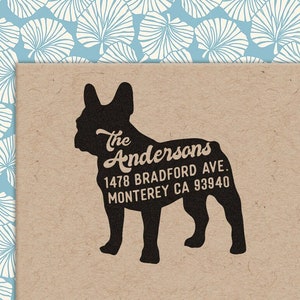 French Bulldog Address Stamp Frenchie Return Address Rubber Stamp Wooden Handle Christmas Birthday Housewarming Gift Pesonalized Dog Stamp