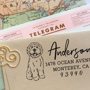 Custom Address Stamp Cockapoo Doodle Dog Return Address Holiday Gift Dog Address Stamp Wedding Gift Self Inking Rubber Stamp Housewarming