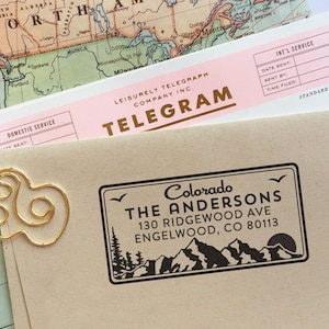 Custom Colorado License Plate Mountain Return Address Stamp Weddings or Housewarming Parties Christmas Gift Self Inking Or Rubber Stamp