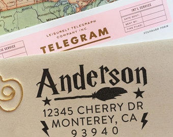 Custom Return Address Stamp Harry Magic Stamp Self Ink Stamp Holiday Housewarming Wedding Gifts Address Stamp Cute Harry Fan Address Stamp
