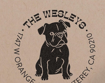 Custom Return Address Stamp Black French Bulldog Frenchie customized Holidays, Housewarming, Weddings Gift