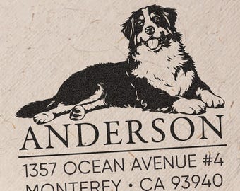 Custom Newfoundland Dog Address Stamp, Personalized Pet Return Address Stamp Self Inking or Wooden Rubber Stamp