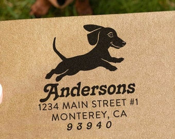 Return Address Stamp Dachshund Custom Self Inking Or Rubber Address Stamp Wedding Wiener Dog Owner Christmas or Housewarming Gift