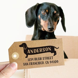 Return Address Stamp Dachshund Custom Self Inking Or Rubber Address Stamp Wedding Gift Wiener Dog Gift Holiday Gift Save The Date Stamp