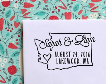 Washington State Wedding Save the Date Stamp Custom Made Self Inking Or Rubber Stamp Wedding Invitation Bridal Party Gift Housewarming Gift