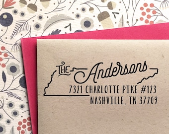 Custom Tennessee State Return Address Stamp, perfect gift for holidays, housewarming parties and weddings or as Business Card