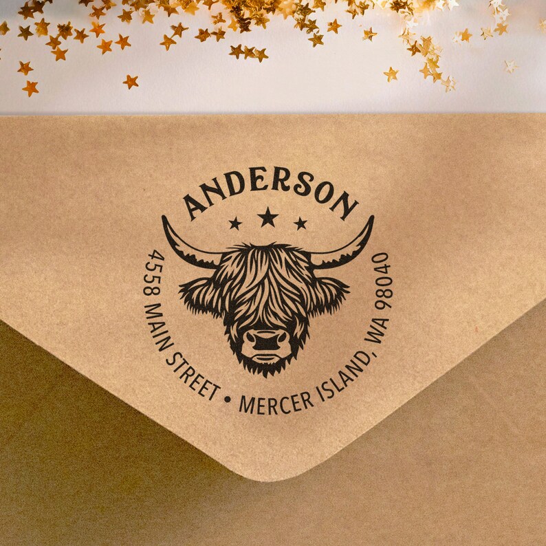 Highland Cow Family Return Address Holiday Gift Stocking Stuffer Christmas Gift For Wife Gift For Girlfriend Self Inking Or Rubber Stamp bild 2