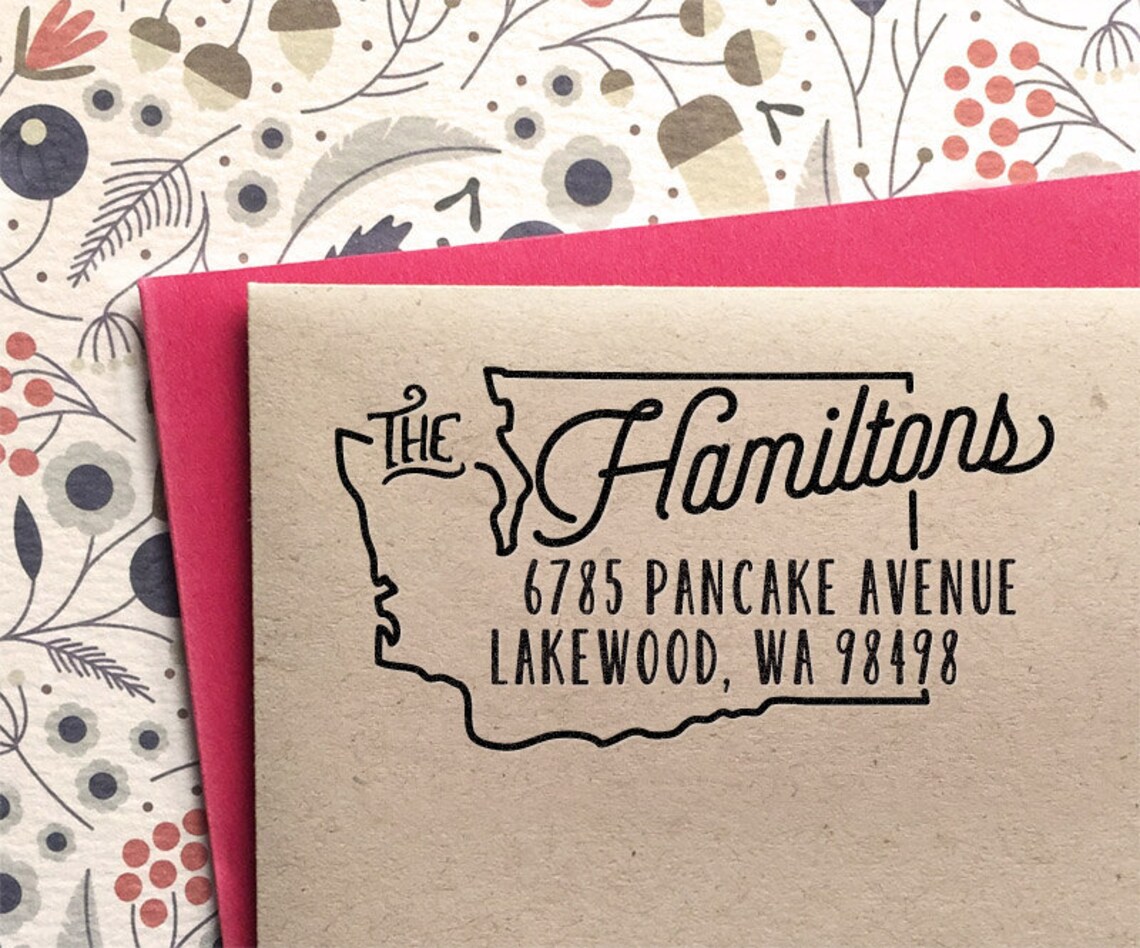 Custom Washington State Return Address Stamp Christmas Etsy