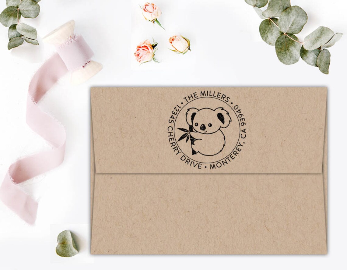 Custom Address Stamp Cute Koala Bear Return Address Stamp Etsy
