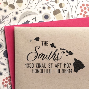 Custom Hawaii Return Address Stamp Personalized Rubber Stamp Unique Housewarming Birthday Christmas Gift Idea Custom Address Wedding Stamp