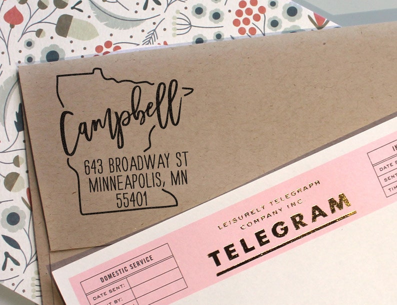 Custom Minnesota State Return Address Stamp Perfect Gift for Etsy