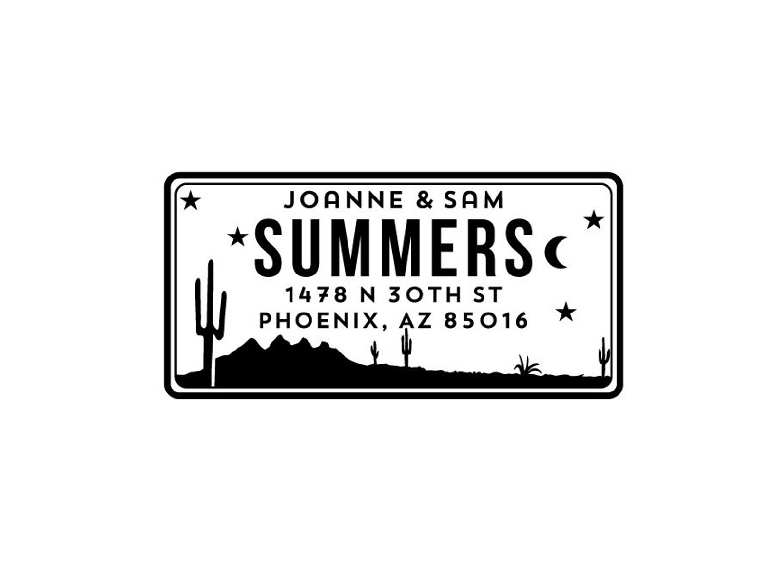 Custom Arizona License Plate Return Address Stamp Wedding Etsy
