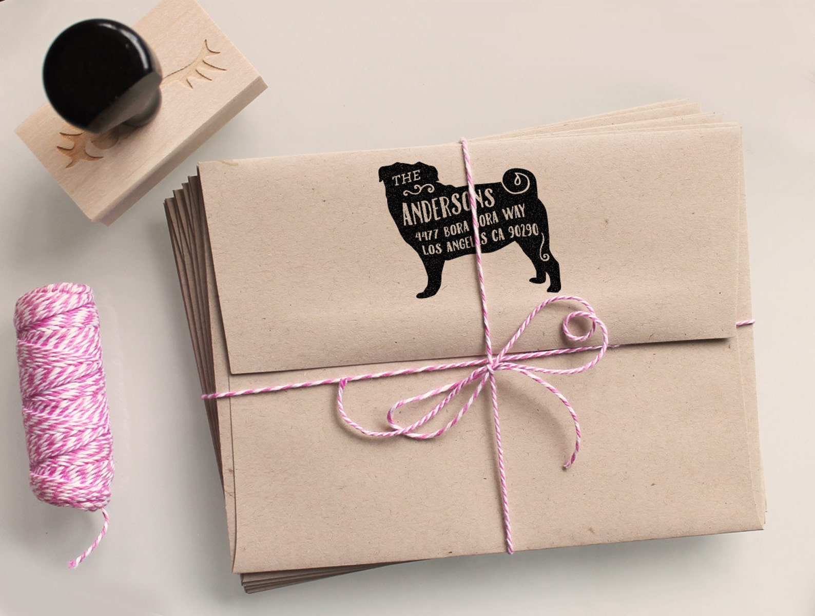 Custom Address Stamp Pug Custom Return Address Stamp Etsy