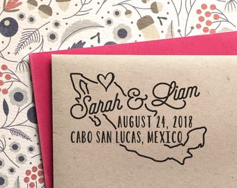 Custom Save the Date Stamp, Mexico wedding stamp, wedding gift, ruber stamp, destination wedding