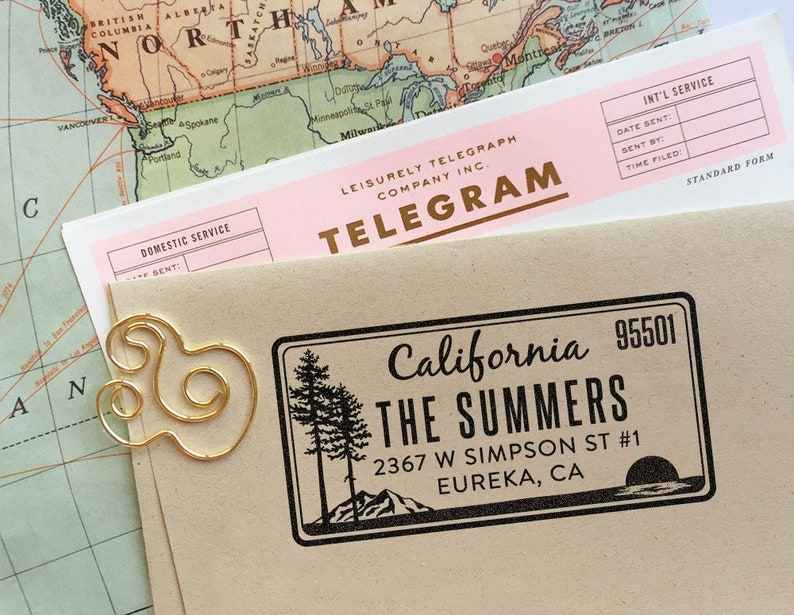 Custom Address Stamp Northern California License Plate Return Etsy