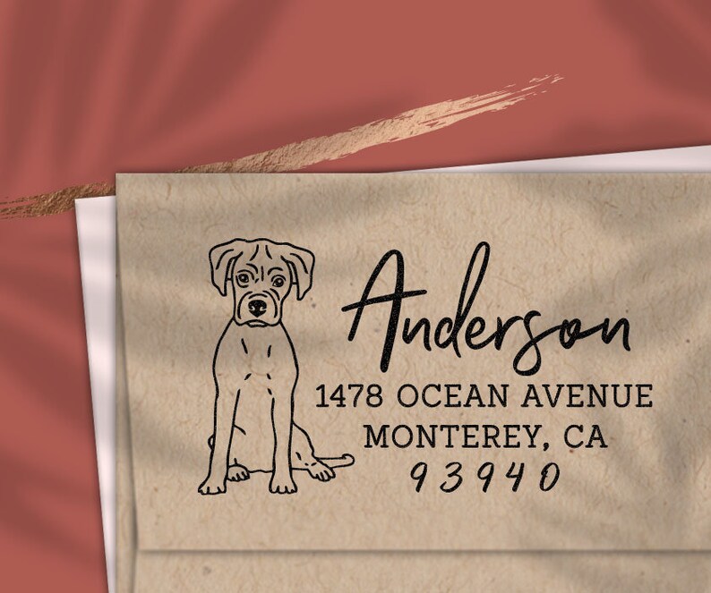 Custom Address Stamp German Boxer Dog Return Address Holiday Etsy