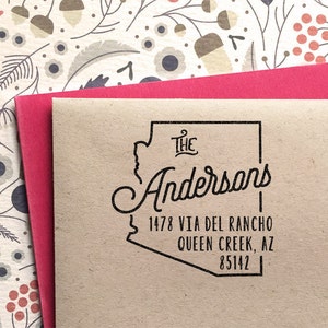 Custom Arizona State Return Address Stamp, perfect gift for holidays, housewarming parties and weddings or as Business Card