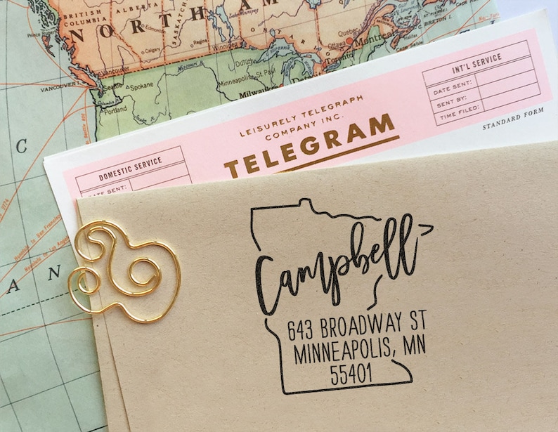 Custom Minnesota State Return Address Stamp Perfect Gift for Etsy