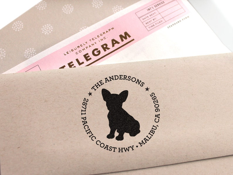 Timbre d'adresse personnalisé Timbre d'adresse de retour French Bulldog / Frenchie, cadeau personnalisé pour les vacances, la pendaison de crémaillère et les mariages, l'école image 2