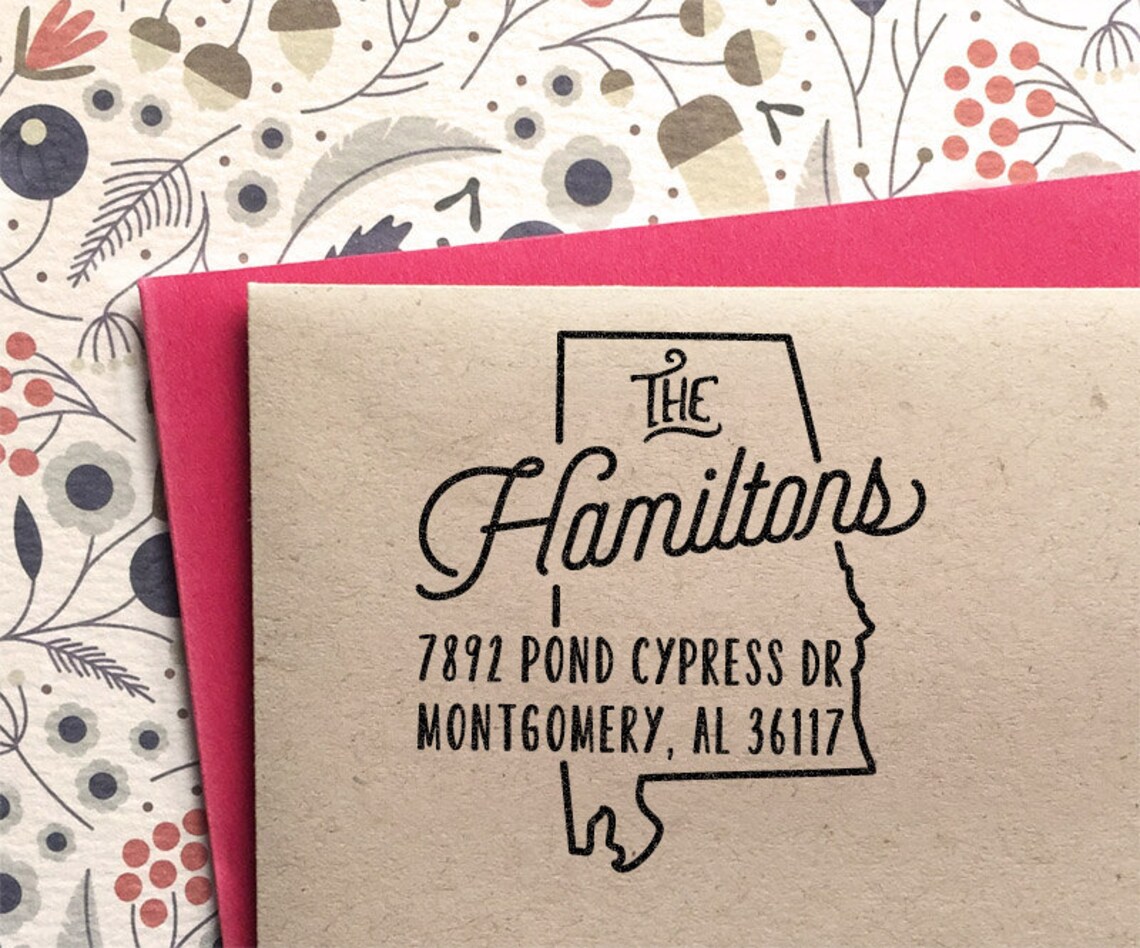Custom Alabama State Return Address Stamp Perfect Gift for Etsy