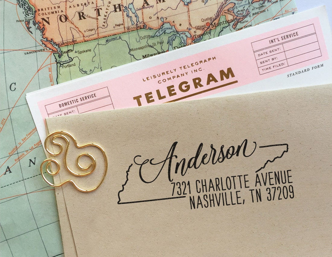 Custom Tennessee State Return Address Stamp Perfect Gift for Etsy